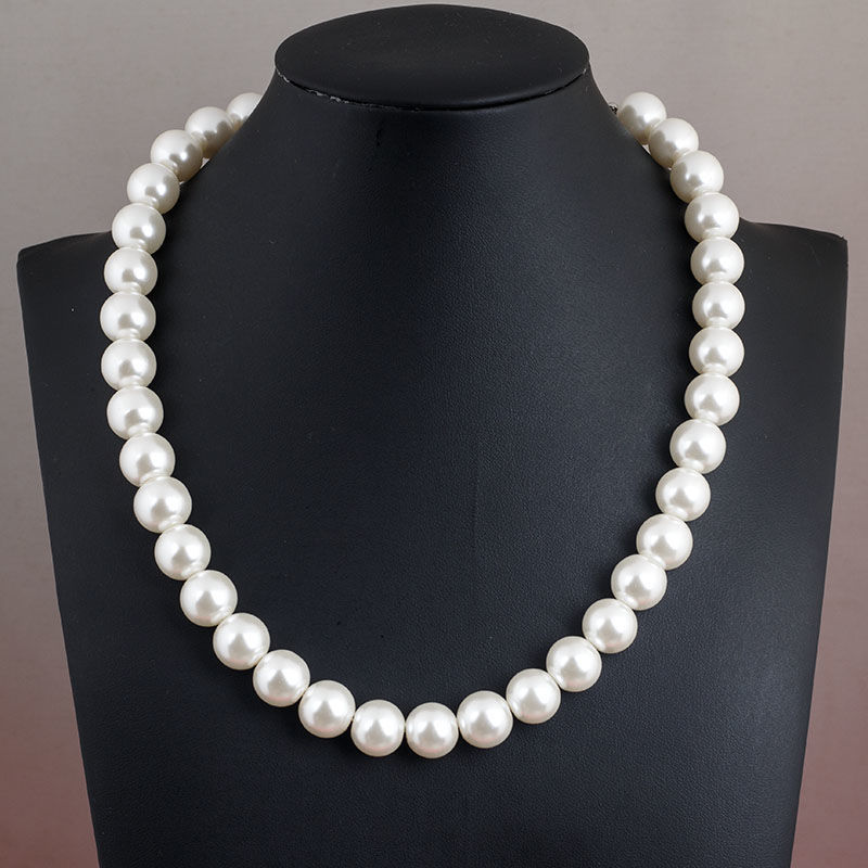 Pearl necklace, glass imitation pearl white round bead jewelry, cheongsam accessory, collarbone chain, neck chain for a girl to give to her mother pic 6