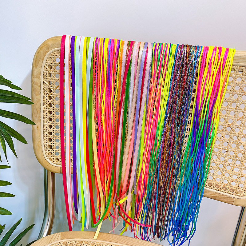 女童加粗银丝闪粉彩绳闪亮七彩渐变编发绳舞台表演彩虹色甜酷发饰详情10