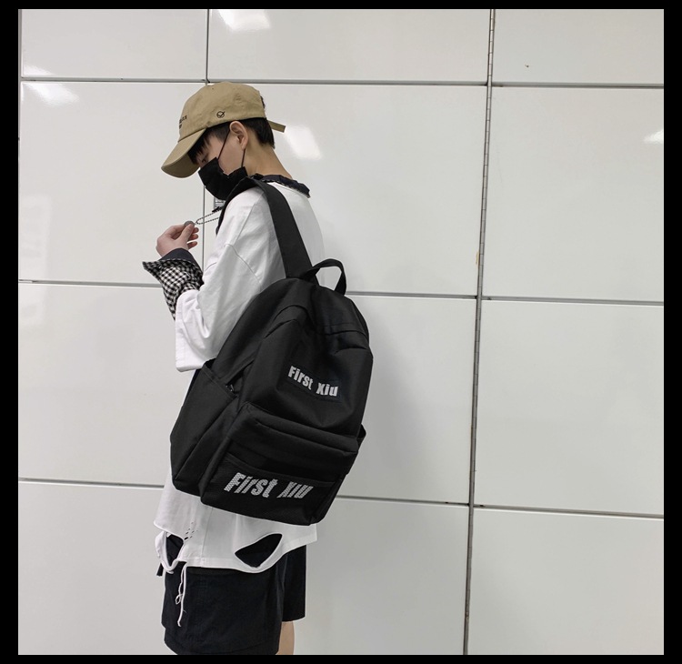 双肩包女2020新款大学生ins风书包韩版原宿ulzzang潮牌百搭背包男详情11