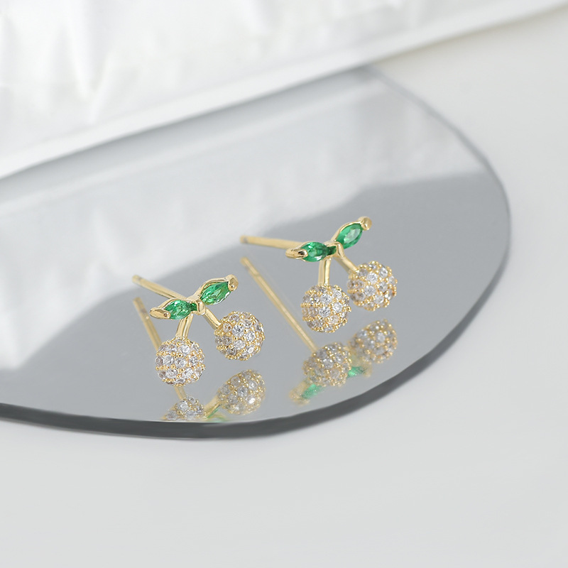 S925银针一卡三对套装耳钉女睡觉不用摘樱桃花瓣耳饰简约学生耳坠详情9