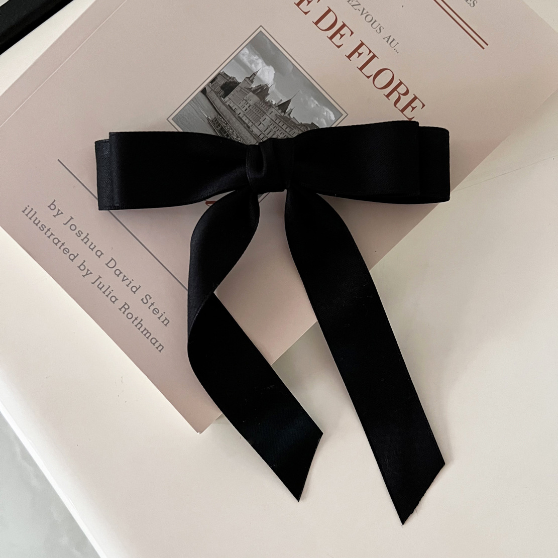 Solid-color satin bow hair clip, new popular back head spring clip, girlish top clip, ribbon hair clip headwear pic 6