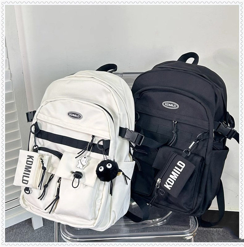 韩版ins百搭工装风书包女学生大容量日系双肩包旅行背包男详情3