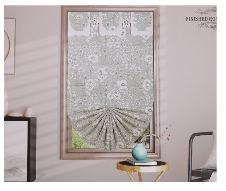 Nordic simple fabric curtains for study, dining room and bedroom partitions, fan-shaped Roman curtains, and lifting roller blinds are supplied by the manufacturer pic 14