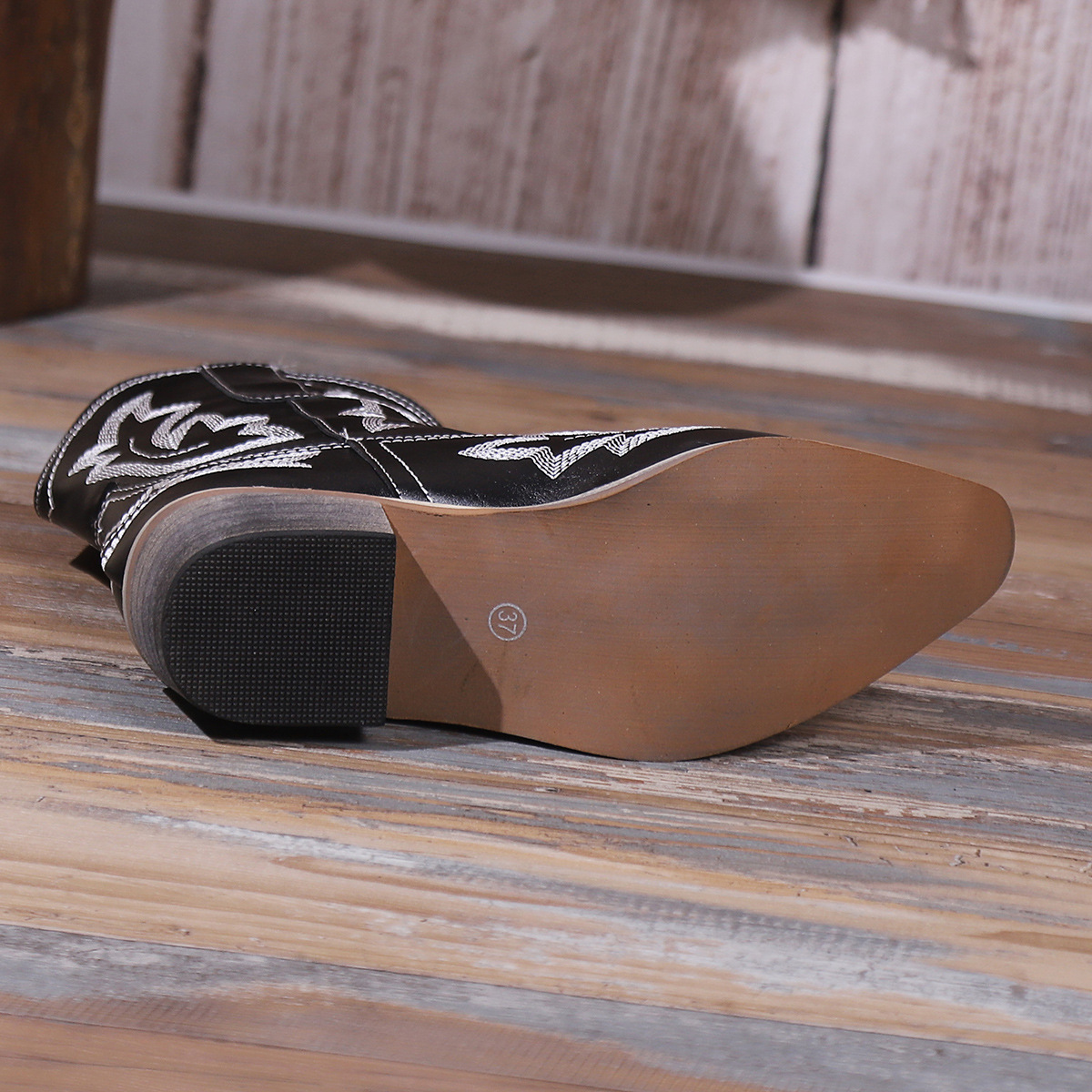 短靴女23秋冬新款外贸亚马逊欧美尖头刺绣Women's boots女式皮靴详情8