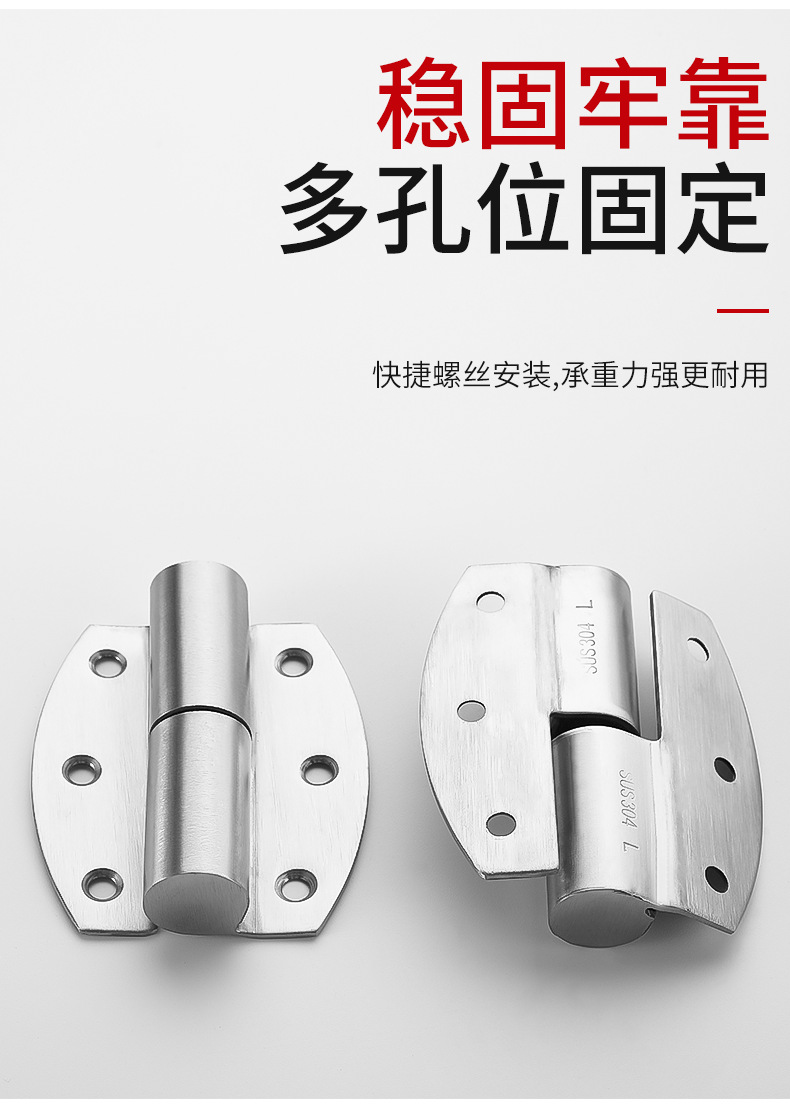 卫生间隔断五金配件平门叠门合页 304不锈钢公共厕所自动闭门铰链详情8