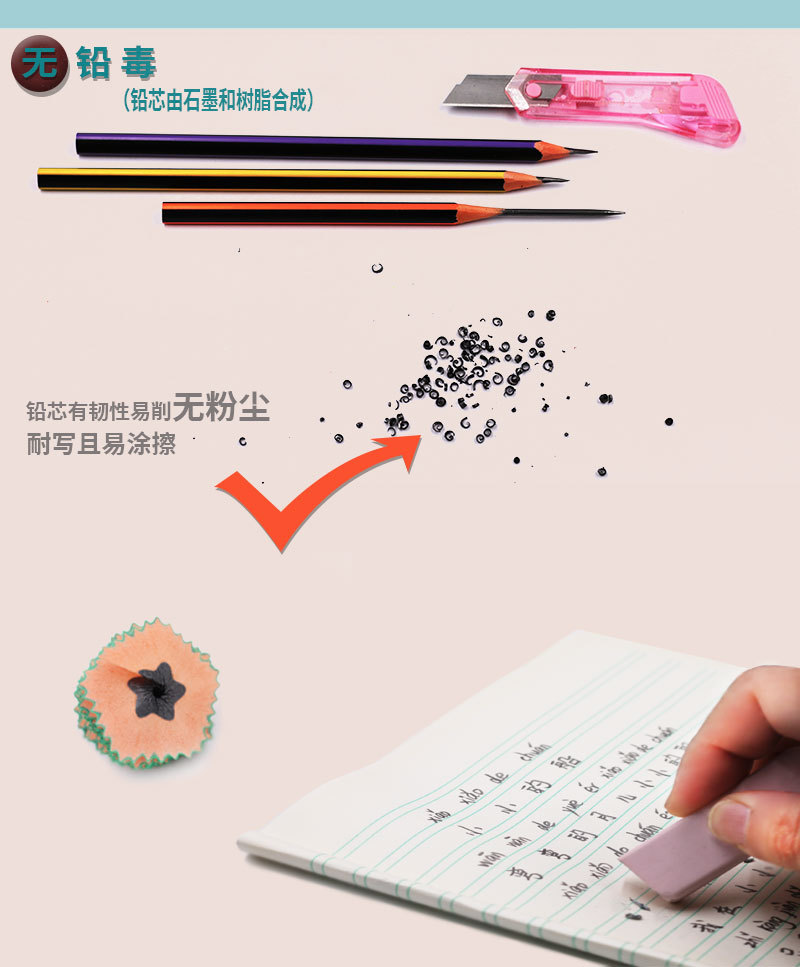 Wholesale of hb triangular rod correction pencils for children and primary school students, environmentally friendly and wood-free pencils that never break pic 5