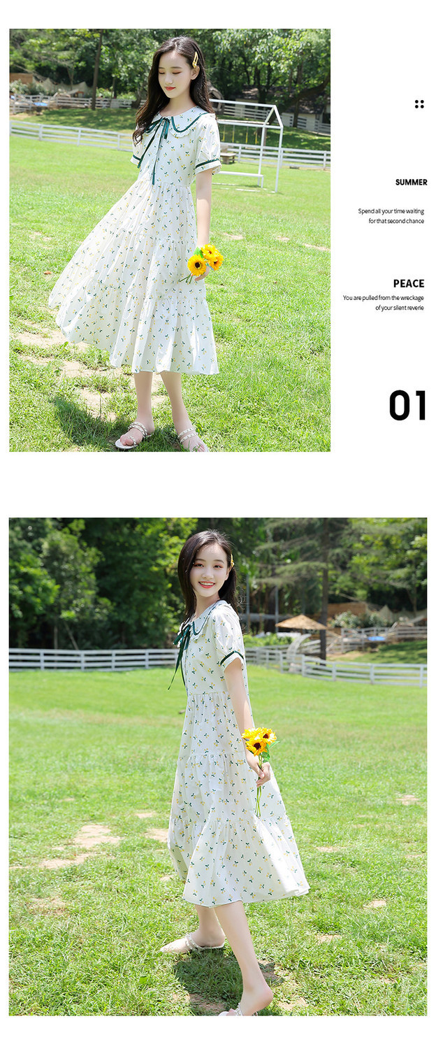 女童娃娃领连衣裙夏季新款12女孩13裙子15岁中大童学生宽松连衣裙详情8