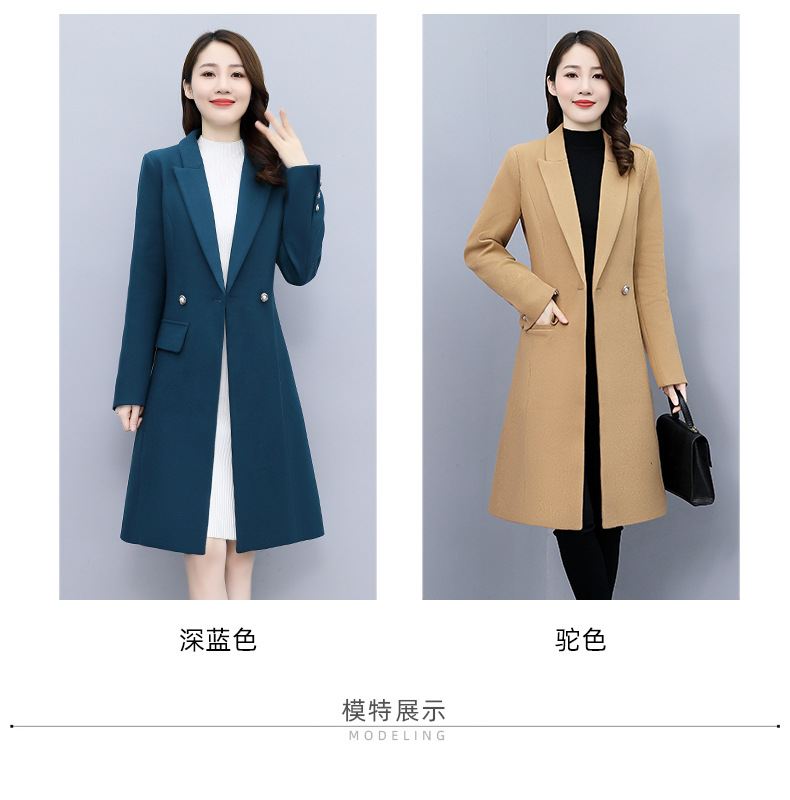 High-end woolen coat for women, mid-length, 2021 autumn/winter new style, fashionable and elegant, a slimming and form-fitting woolen coat for socialite pic 10