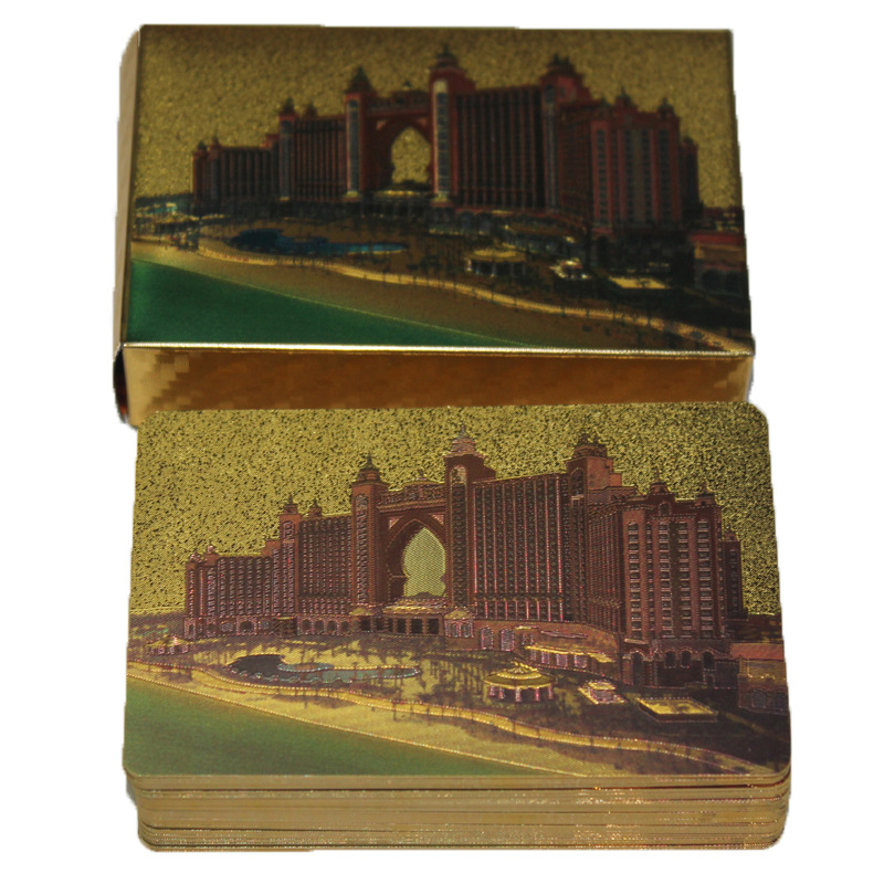 金箔扑克牌 土豪金镀金磨砂金彩色风景款扑克详情7