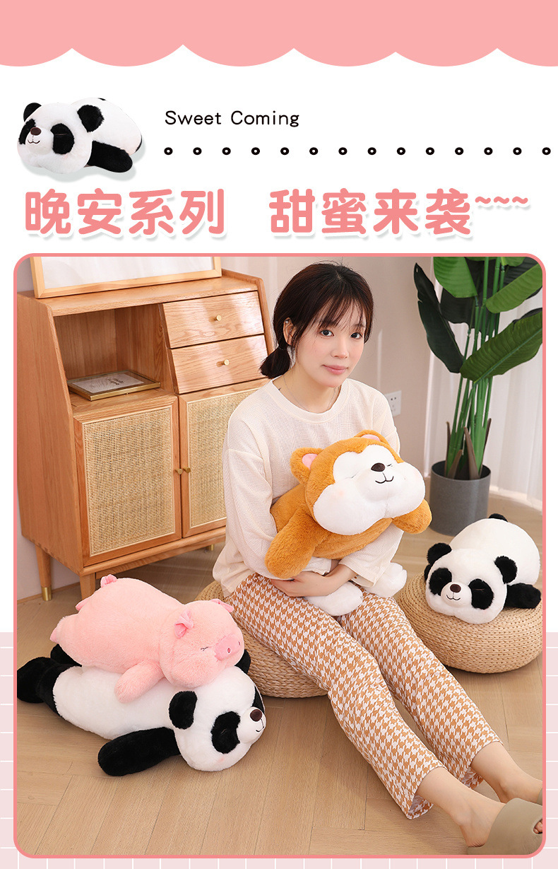 创意趴姿小猪毛绒玩具公仔压床娃娃玩偶儿童生日礼物靠垫抱枕长条详情1