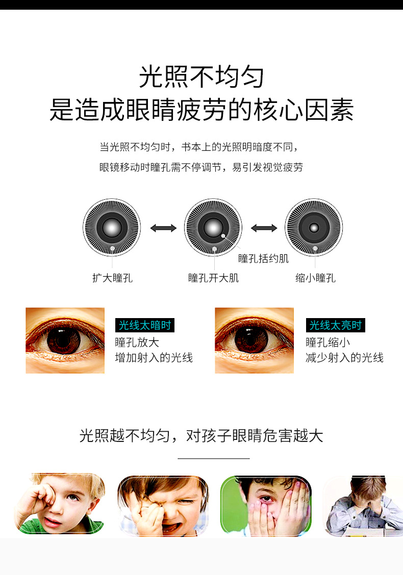 厂家定制智能防蓝光无频闪阅读护眼台灯U7-R语音学习提醒书桌台灯详情8