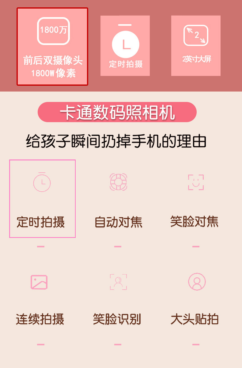 D6前后1800W可自拍小单反双摄玩具照相机礼品mini相机详情2