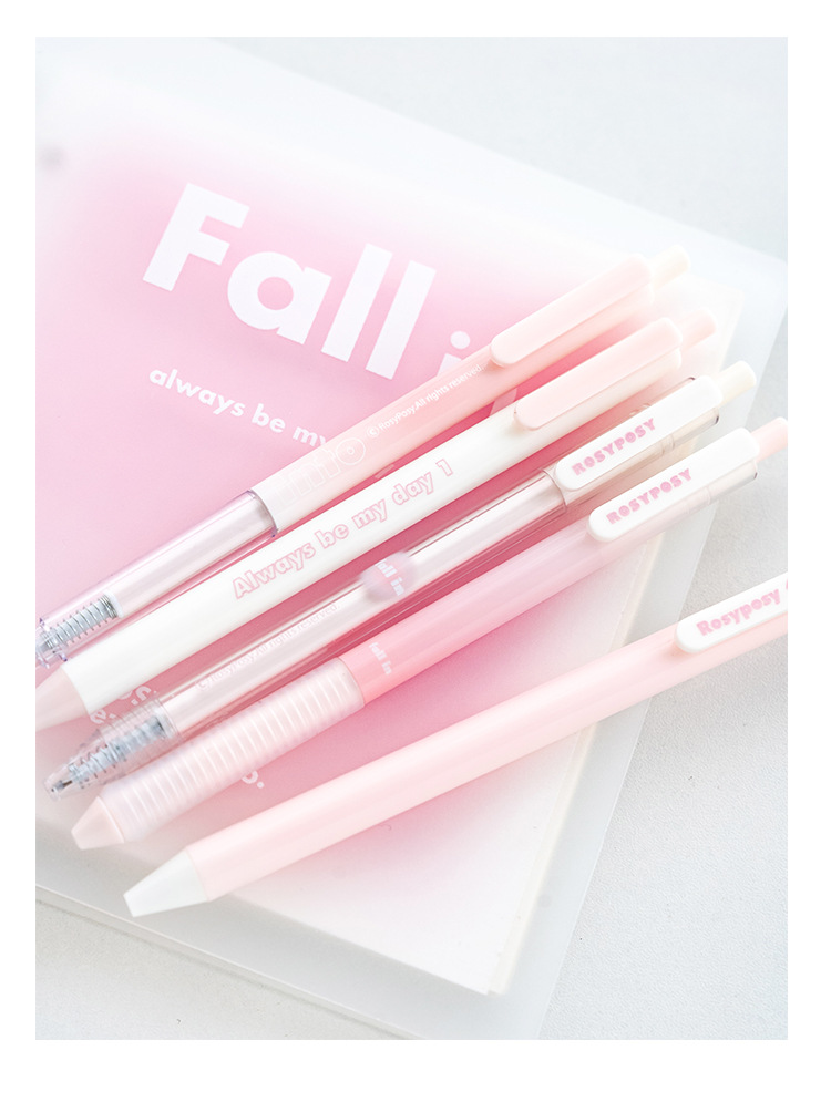 RosyPosy Stationery Blush Gel Pen Set: Horizontal transparent gradient gel pen with a girlish heart, push-button practice pen pic 19
