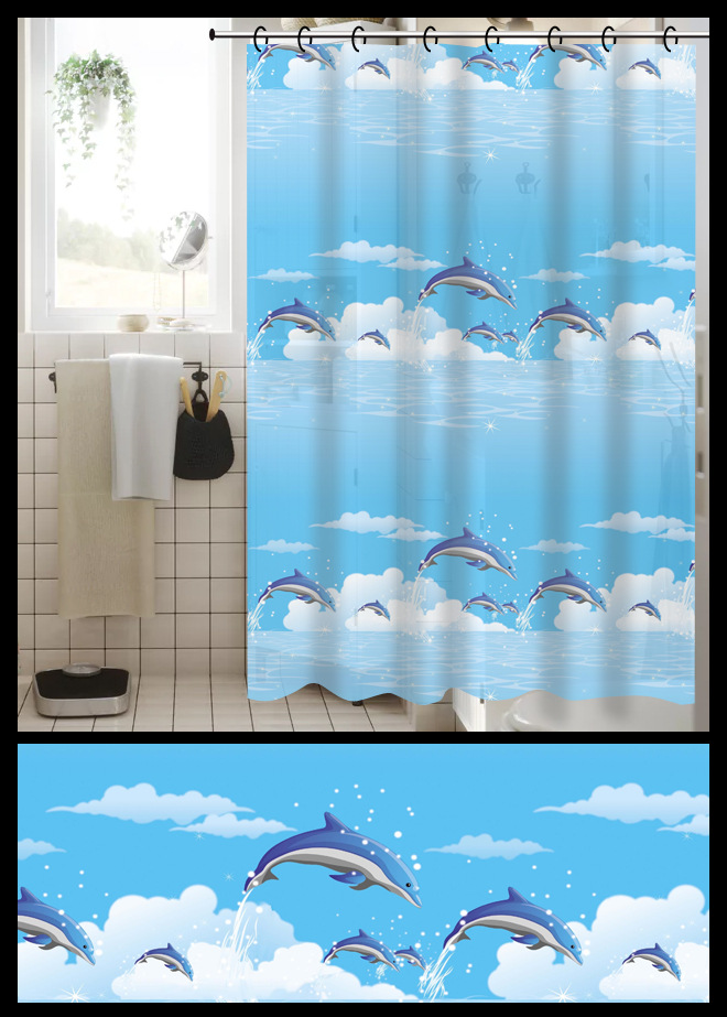 Factory supply: Anti-fouling bath curtains, PEVA printed waterproof bath curtains, stretchable partition curtains. Customized according to provided drawings pic 18