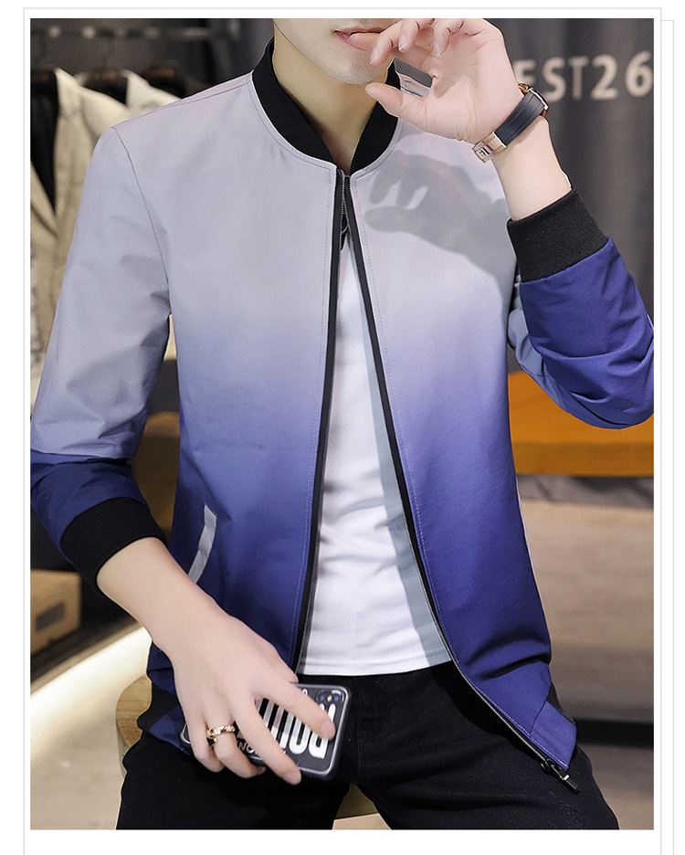 Comercio exterior primavera/otoño 2022 chaqueta versátil para hombres versión coreana slim fit baseball wear tendencia para hombres gradiente de estilo casual abrigos pic 16