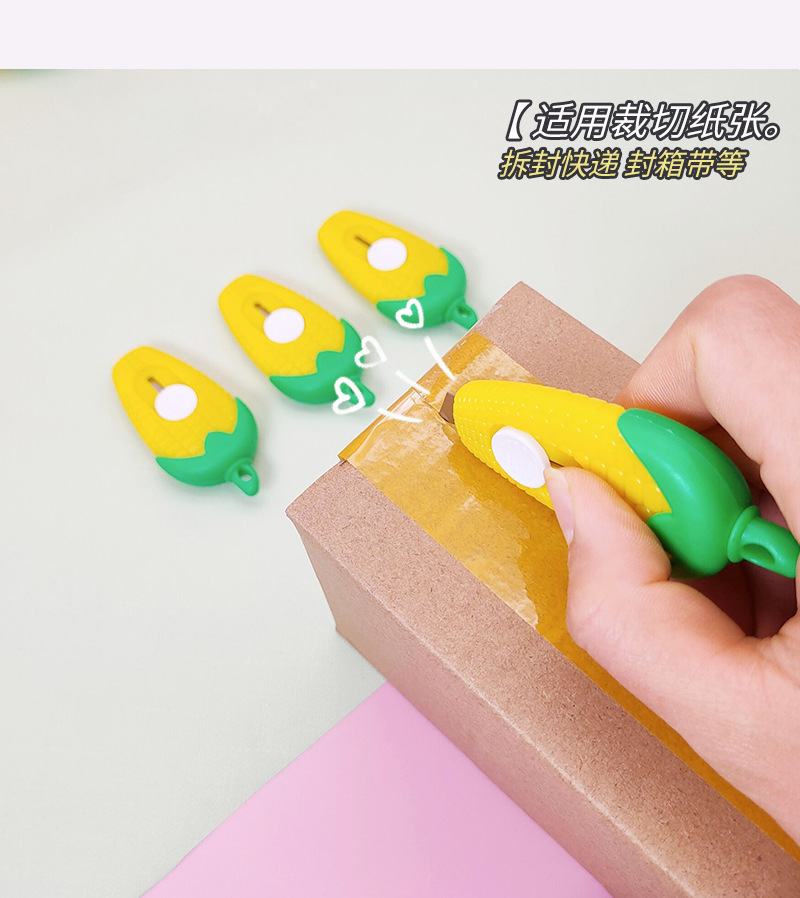 Cartoon corn mini utility knife, student cute wallpaper knife, paper cutting knife, small parcel opening and unboxing knife wholesale pic 12