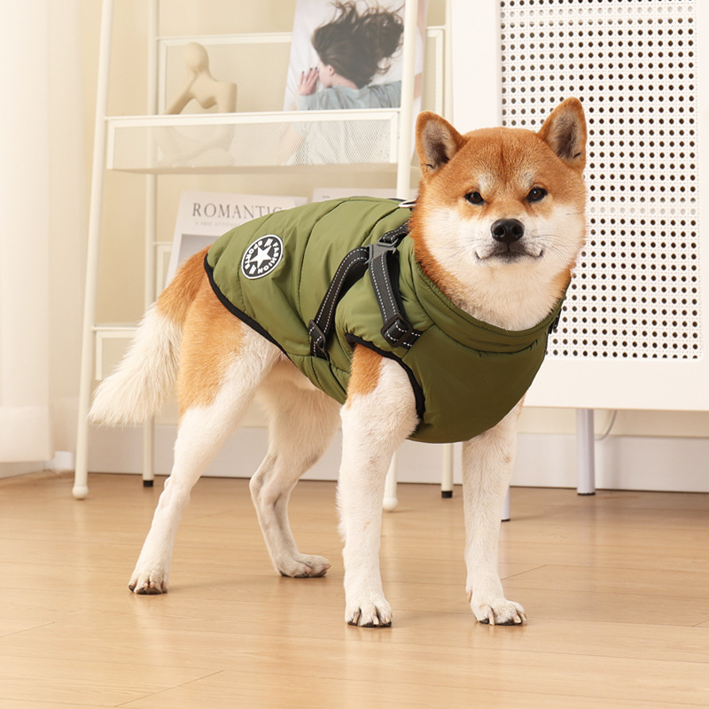 跨境专供宠物衣服秋冬保暖狗狗棉衣加绒加厚反光背带衣服宠物用品详情15