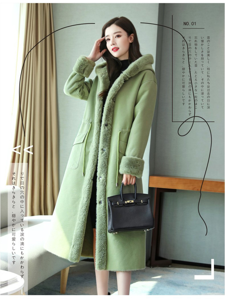 欧洲站时尚女装韩版冬连帽皮毛一体长款大衣女加绒加厚保暖外套潮详情4