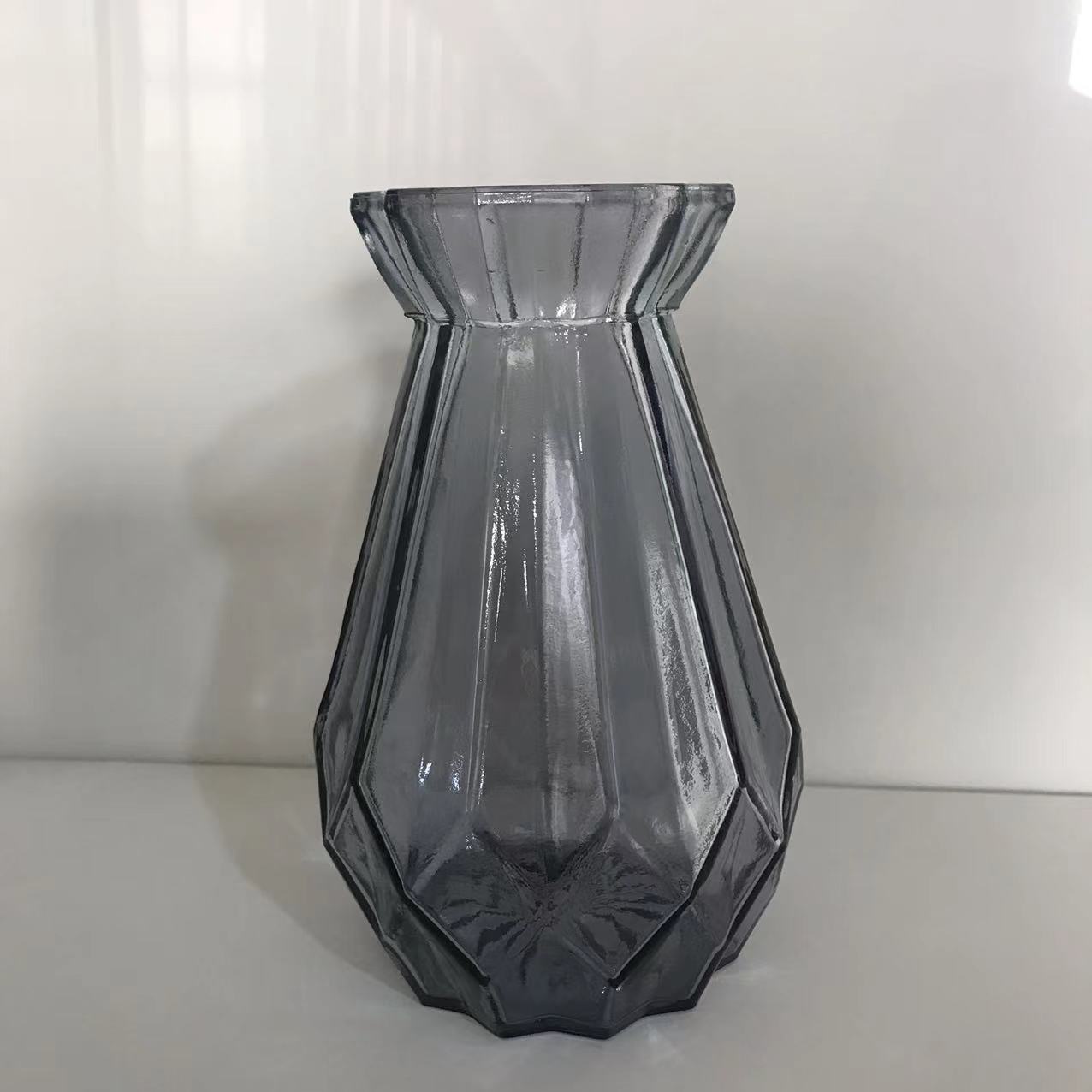 Simple transparent glass vase, two-color diamond, fresh and delicate flower arrangement, retro colorful craft display piece pic 14