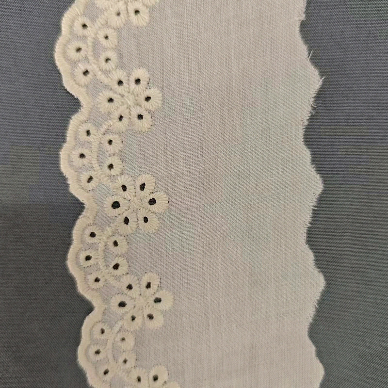 Wholesale of cotton embroidered lace, hollowed-out lace, embroidered skirt hem, clothing accessories, milk silk, perforated, barcode 2.5 pic 19