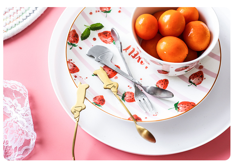 Stainless steel cartoon fruit spoon and fork, afternoon tea dessert cake spoon, animal-shaped tableware fork and spoon, creative tableware, decorative spoon, stainless steel dessert spoon, ice cream spoon, Popsicle spoon, spoon, dinner spoon pic 9