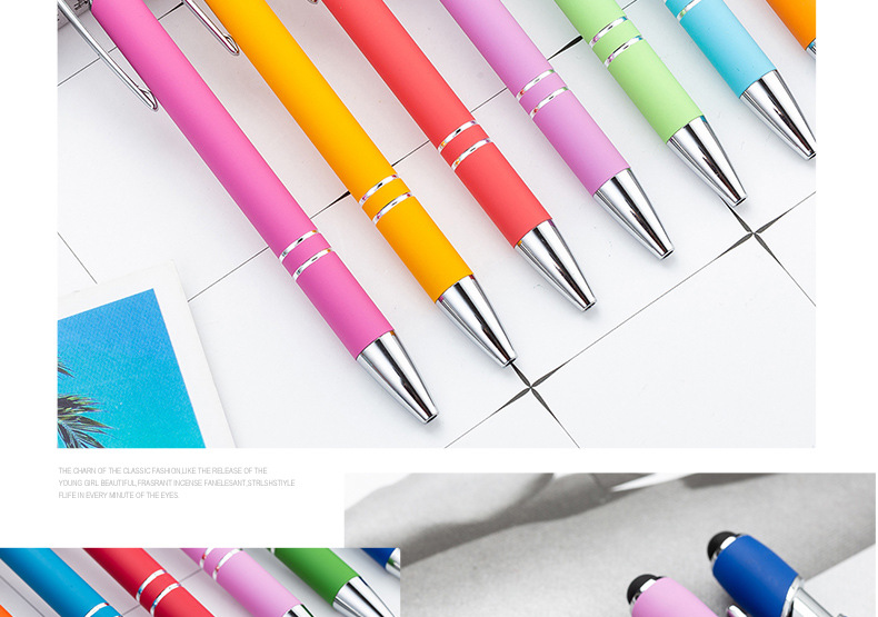 Factory wholesale of metal press pens, aluminum rod pens, capacitive touch ballpoint pens, handwriting touch pens, and LOGO printing pic 24