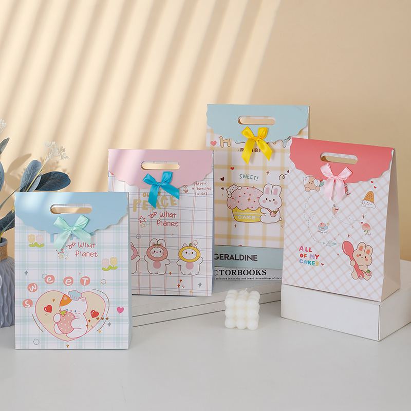 新款条纹格加厚白卡礼品袋伴手礼纸袋商场购物手提袋纸袋现货批发详情8