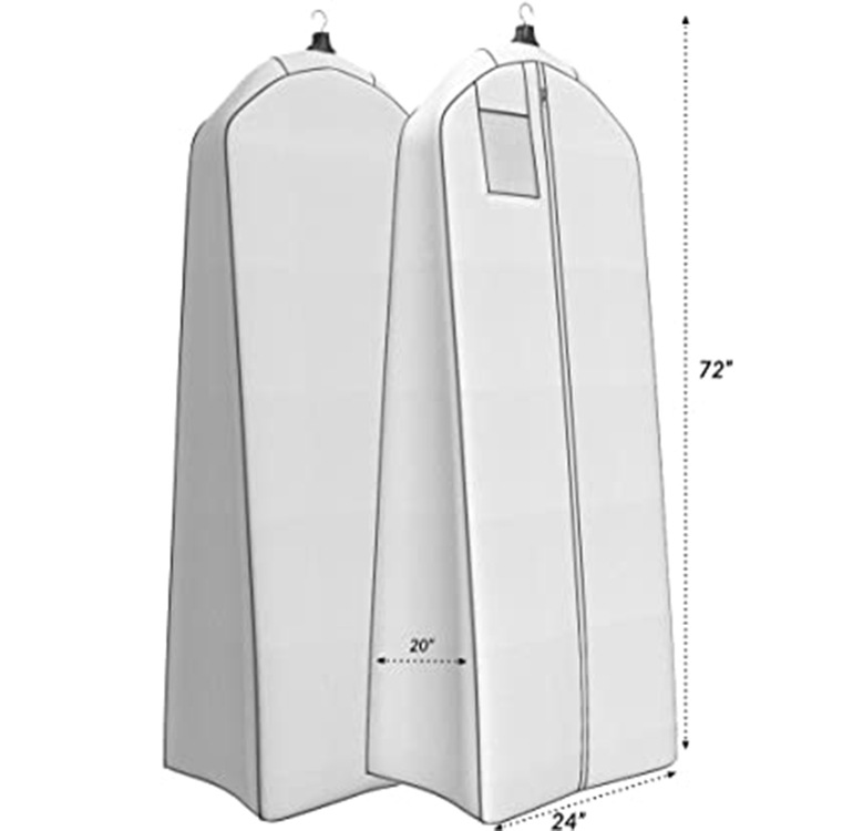 Cross-border best-selling non-woven fabric wedding dress dust cover, folding hand-carry dual-purpose storage bag, tail-end wedding dress dust cover pic 6