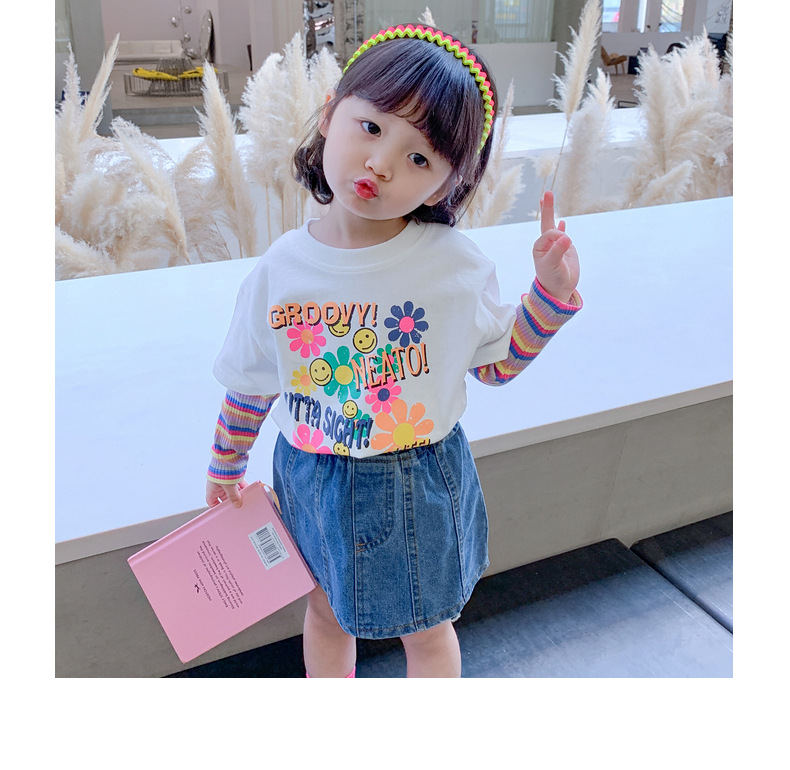 Two new autumn long-sleeved T-shirts for girls in 2024, trendy autumn base shirts for children pic 12