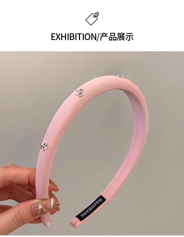 Korean-style fashionable and versatile bow headband, simple solid-color fabric sponge headband, high top headband, headwear and hairpin pic 14