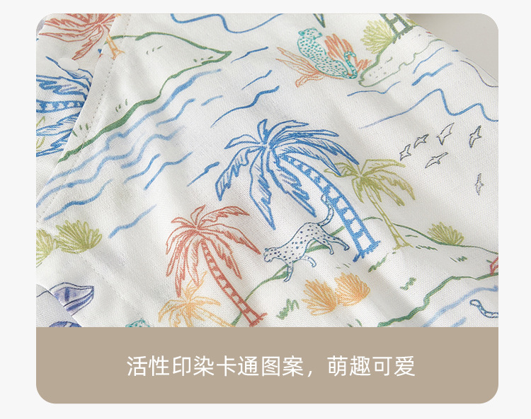 婴儿连体衣纱布夏季短袖和尚服新生儿包屁衣竹纤维宝宝哈衣外出服详情10