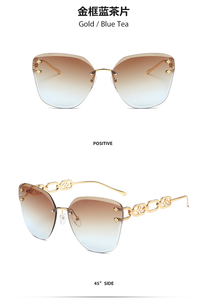 New square frameless sunglasses sold directly by the manufacturer in 2023: Fashionable sunshade for women and sun protection for men, retro and personalized sunglasses pic 13