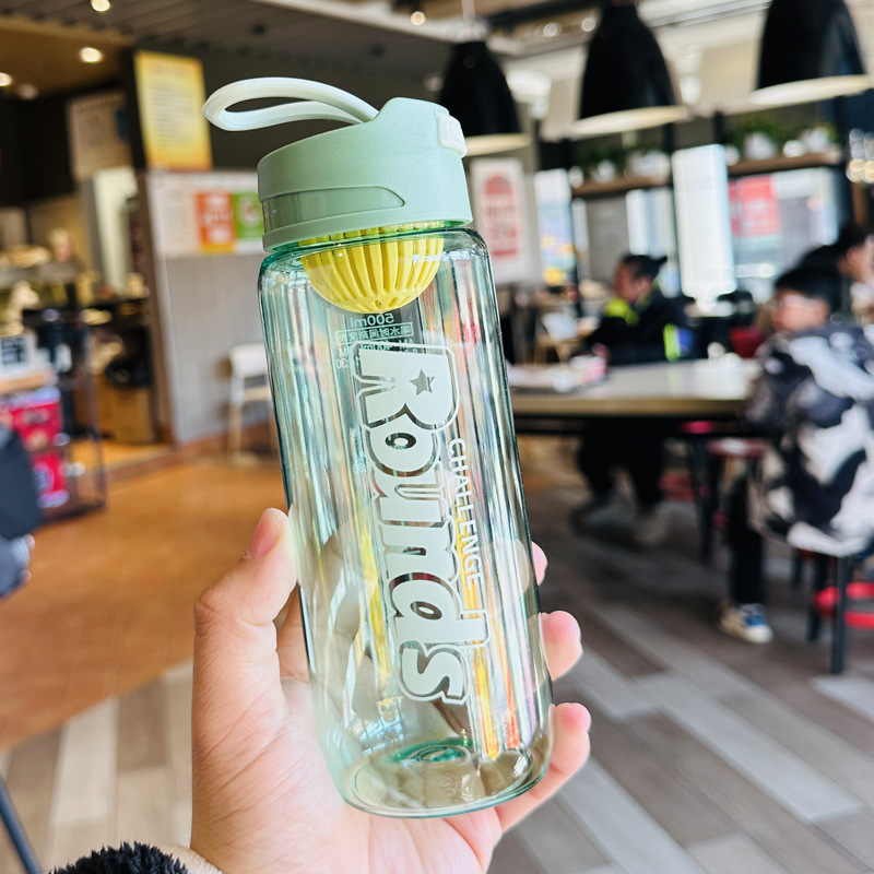 Creative plastic cup, portable student cup, fresh, heat-resistant, simple and shock-resistant, tea filter, popular online water cup, transparent pic 5