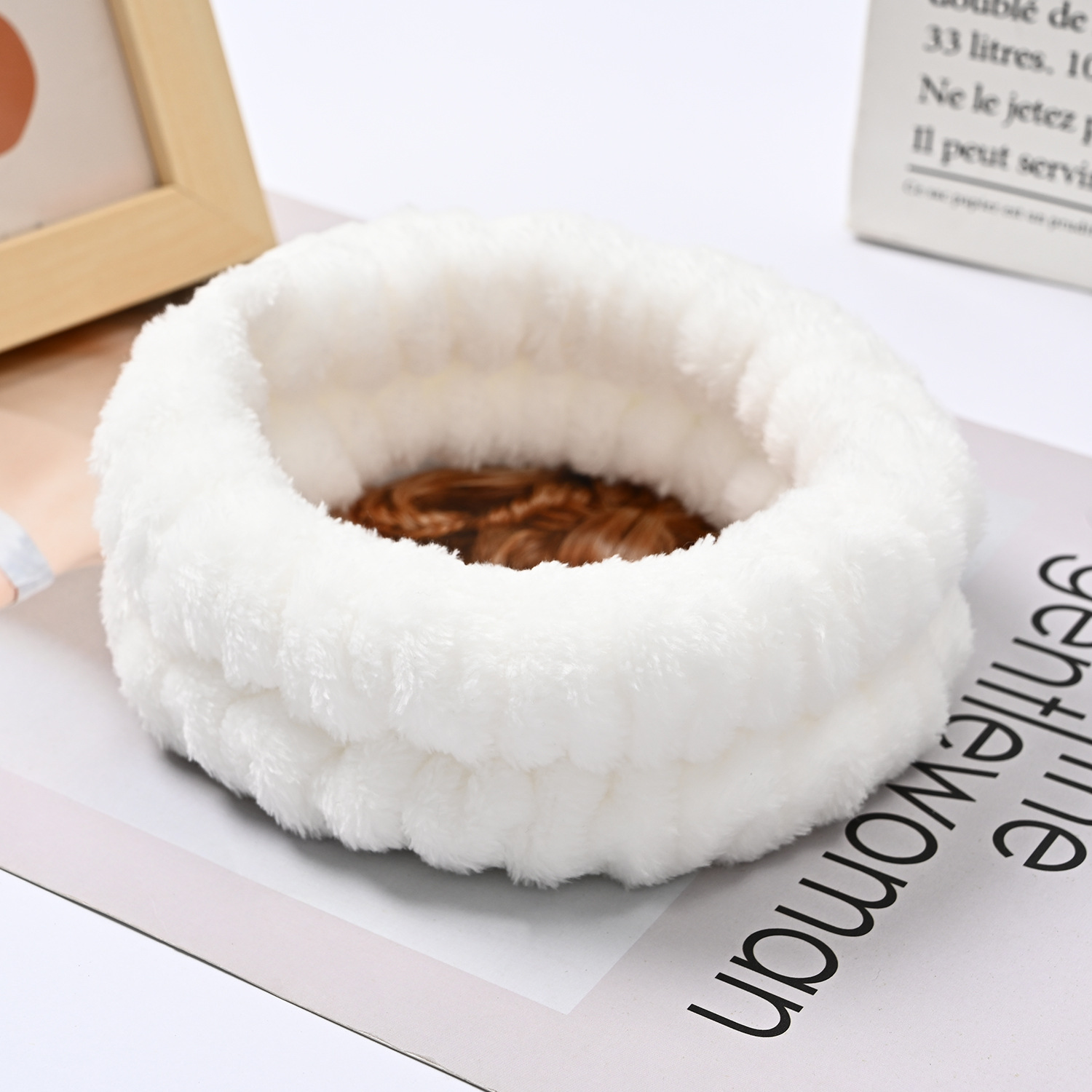 Bow face wash and hair band for girls wholesale solid color white matching makeup simple sweat-wiping wrist band flannel hair band pic 55