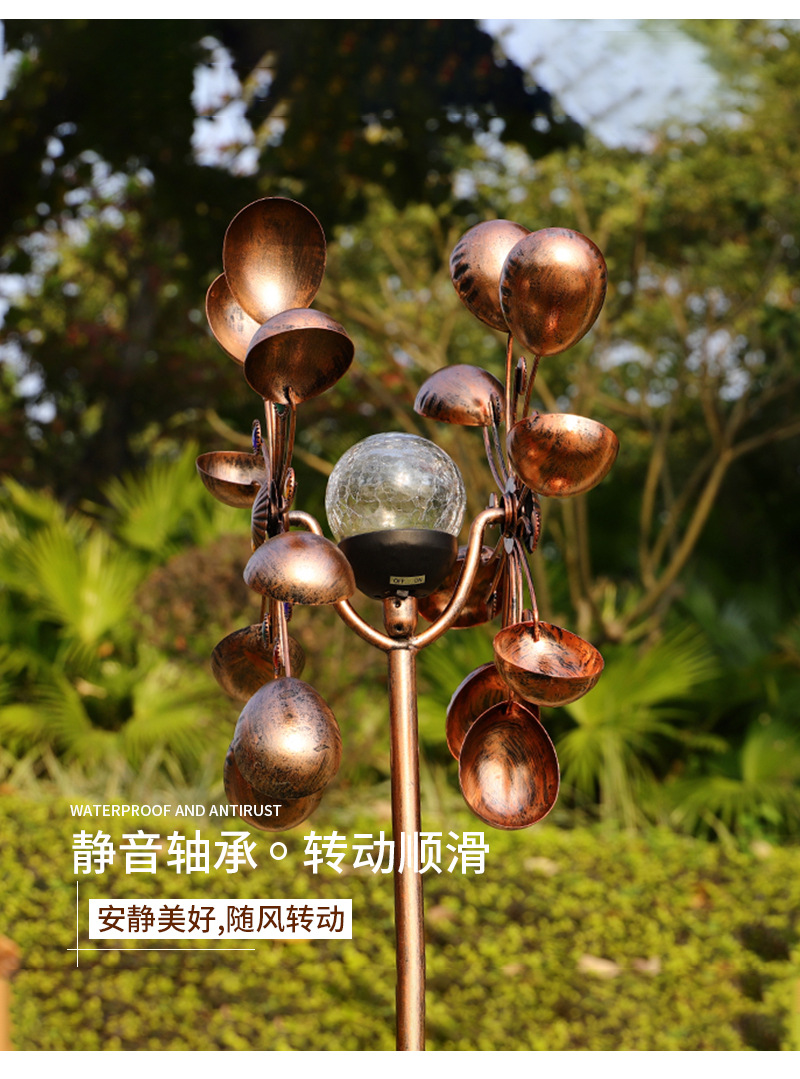 Amazon LED solar light, windmill ground insert light, new cross-border outdoor decorative lawn petal color light pic 6