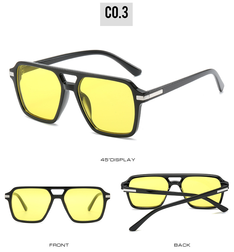 2023新款简约欧美经典外贸方框双梁太阳镜男女士百搭修脸时尚墨镜详情9