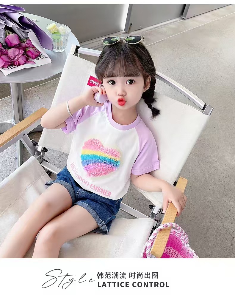 2025夏季女童短袖上衣T恤新款纯棉女宝宝短袖洋气高档童装代发详情16