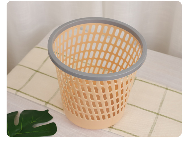 Factory wholesale of simple plastic hollowed-out pressure ring trash cans without LIDS for household kitchen, living room and bathroom paper basket tubes pic 12