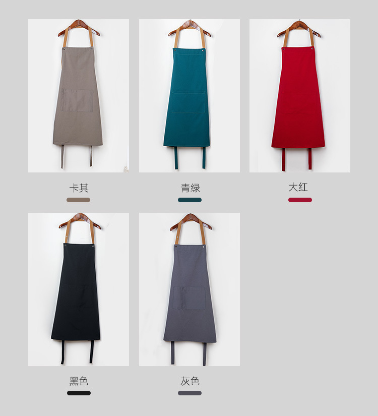 Customized thickened denim canvas aprons for foreign trade, waterproof household kitchen work, hairdressing aprons, and logo printing pic 30