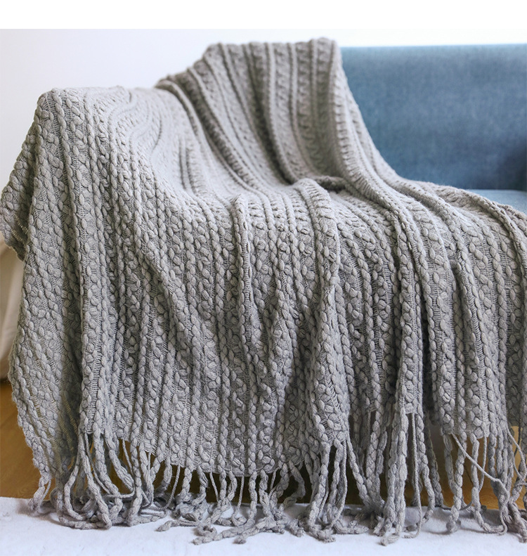 Sofa blanket, knitted blanket, Nordic sofa towel, cover fabric, fringed woolen blanket, air conditioning blanket, nap blanket, pillowbed blanket pic 36