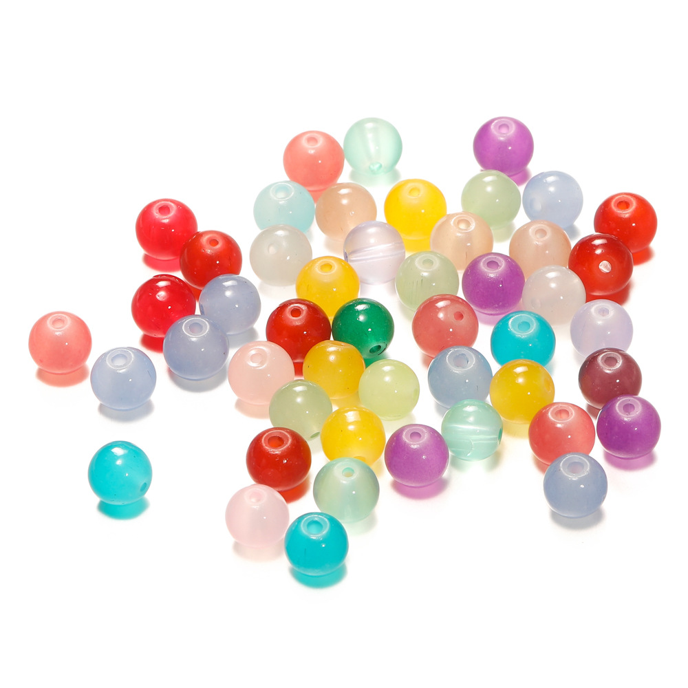 10mm imitation jade glass beads, round beads, loose beads, diy bracelet material accessories, glass beads, imitation agate beads, string beads, matching beads pic 17
