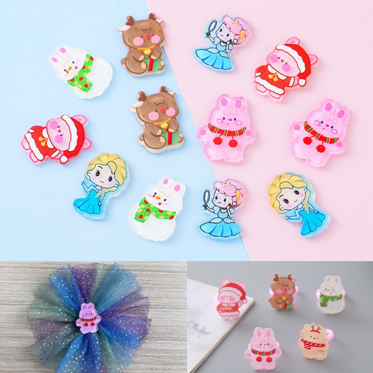 透明糖果色树脂立体小熊爱心彩虹DIY手机壳发夹手作饰品配件批货详情6