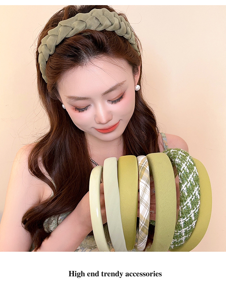 Green high top hairband for women, high-end, stylish and fashionable headband 2025 new style, versatile hairpin headwear for going out pic 10