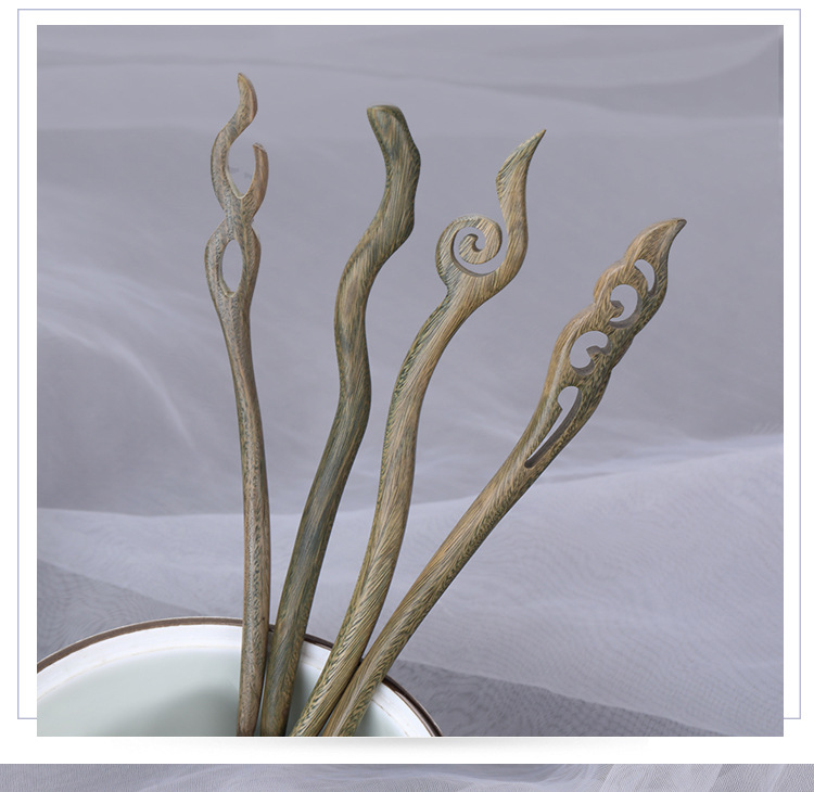 黑檀木发簪古风簪子绿檀木簪 高级感新中式盘发头饰木质发钗批发详情12