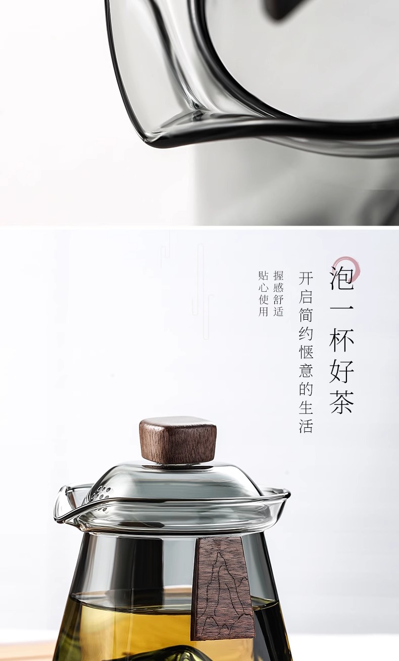 玻璃盖碗泡茶防烫单个大号不烫手三才手抓壶功夫茶具茶碗套装盖碗详情9