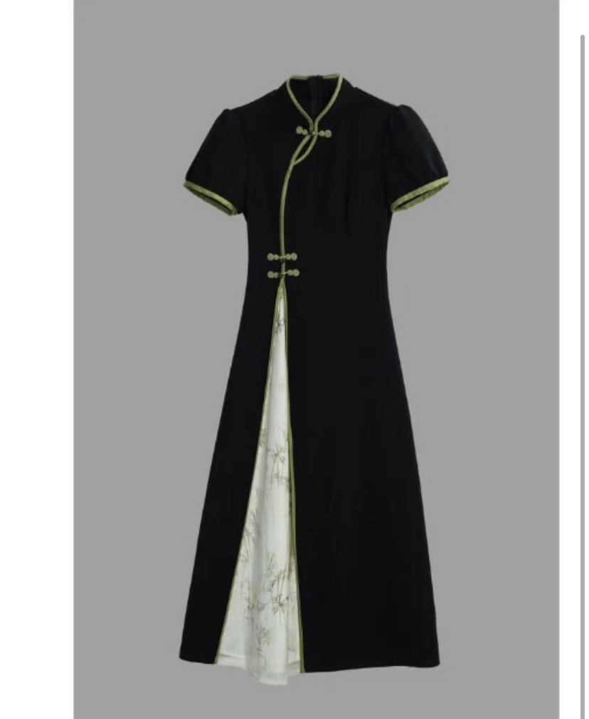 设计感精致新中式显瘦旗袍连衣裙女2024夏季新款开叉拼接时尚长裙详情1