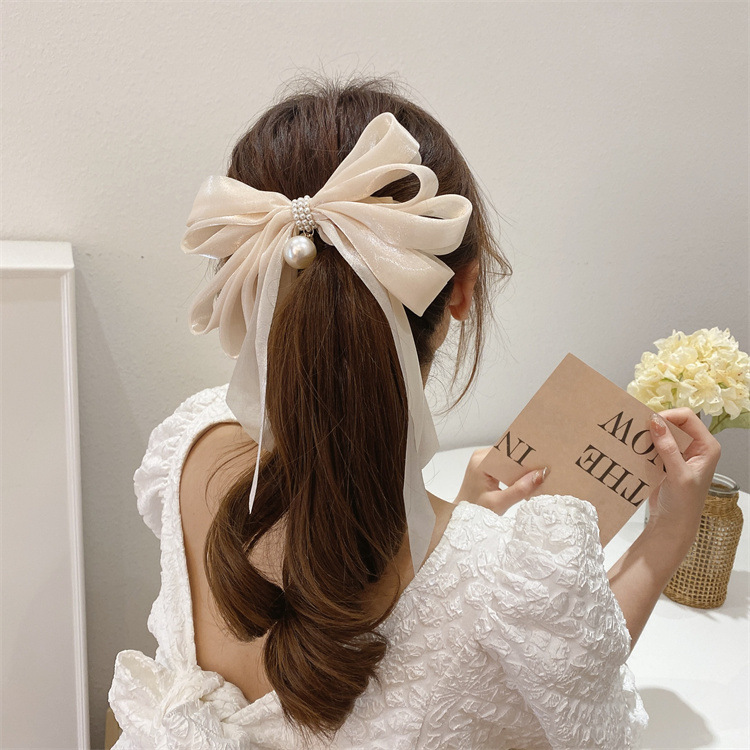 Korean Ogensa Spring/Summer velvet oversized bow spring/summer hair clip for women, hair clip at the back of the head, hair accessory for women pic 6