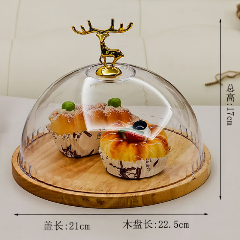 Cake plate with cover, pastry restaurant bread, dessert, fruit tasting, pastry plate, transparent covered bamboo display tray, cake plate with cover, pastry restaurant bread pic 3