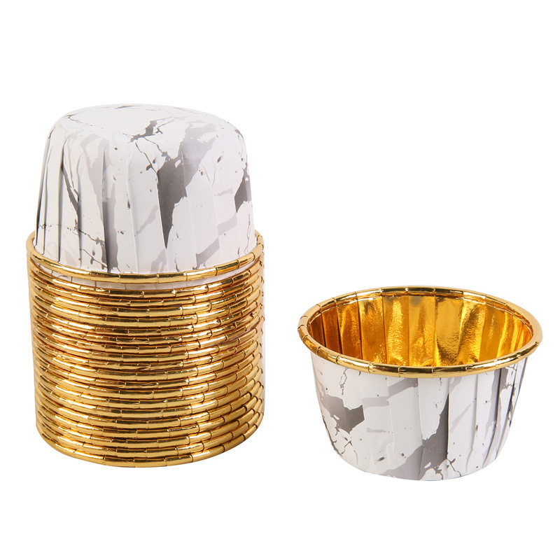 单面金大理石纹蛋糕纸杯耐高温蛋糕专用马芬杯一次性蛋糕纸托详情7