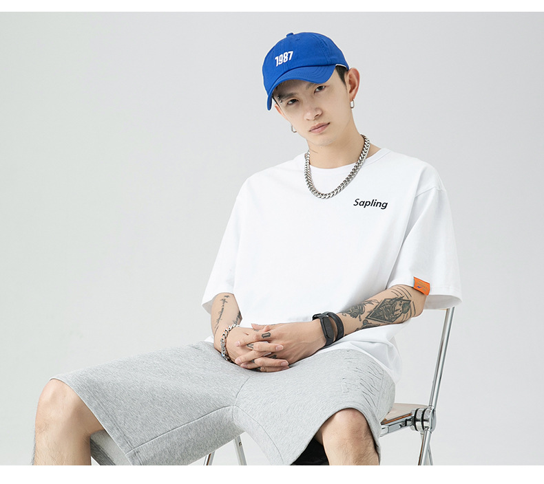 韩路日系男装 潮牌字母印花T恤男宽松百搭基础款纯棉情侣装短袖详情12